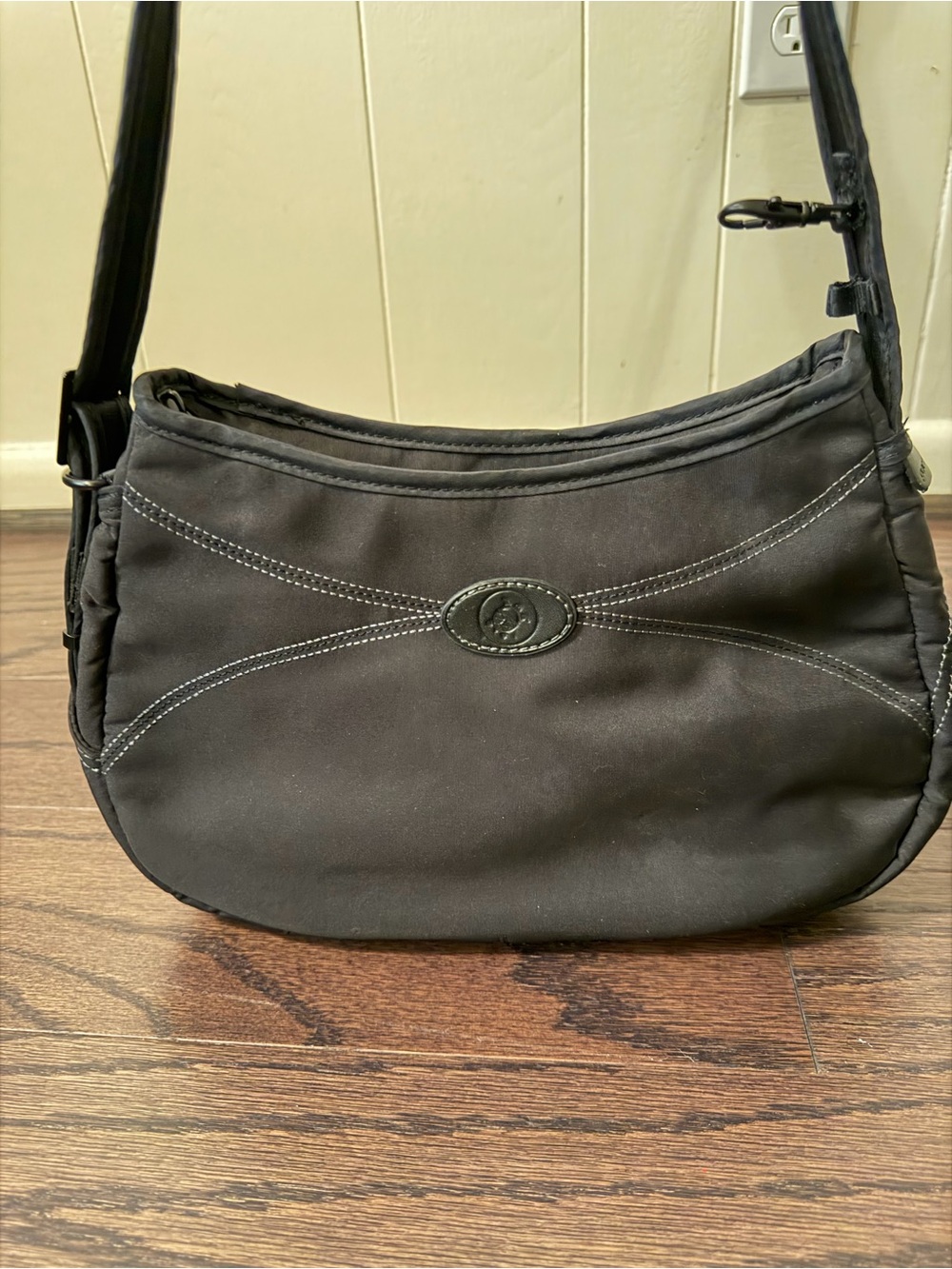 Pacsafe Black Shoulder Bag with Contrast Stitching